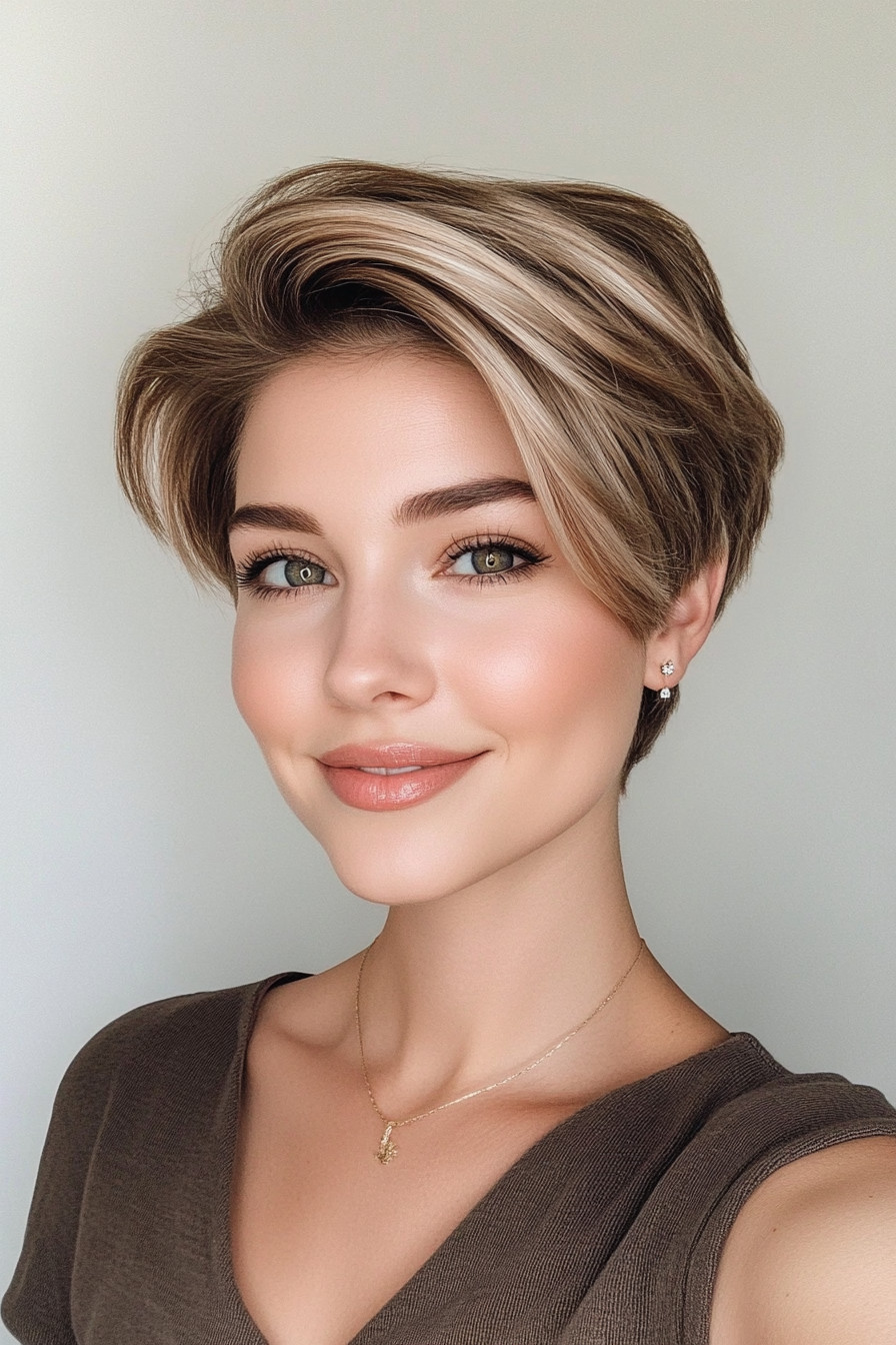 1. Classic Pixie with Platinum Highlights (Short Hairstyles For Thick Hair) - Short Hairstyles For Thick Hair