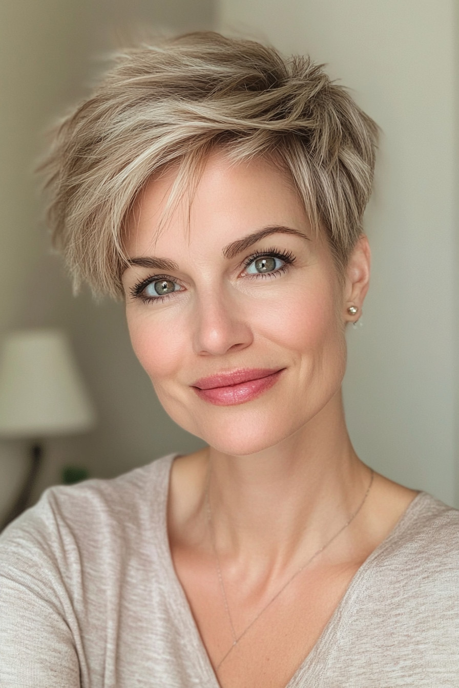 1. Classic Pixie with Subtle Highlights (Pixie Hairstyles For Women Over 40) - Pixie Hairstyles For Women Over 40