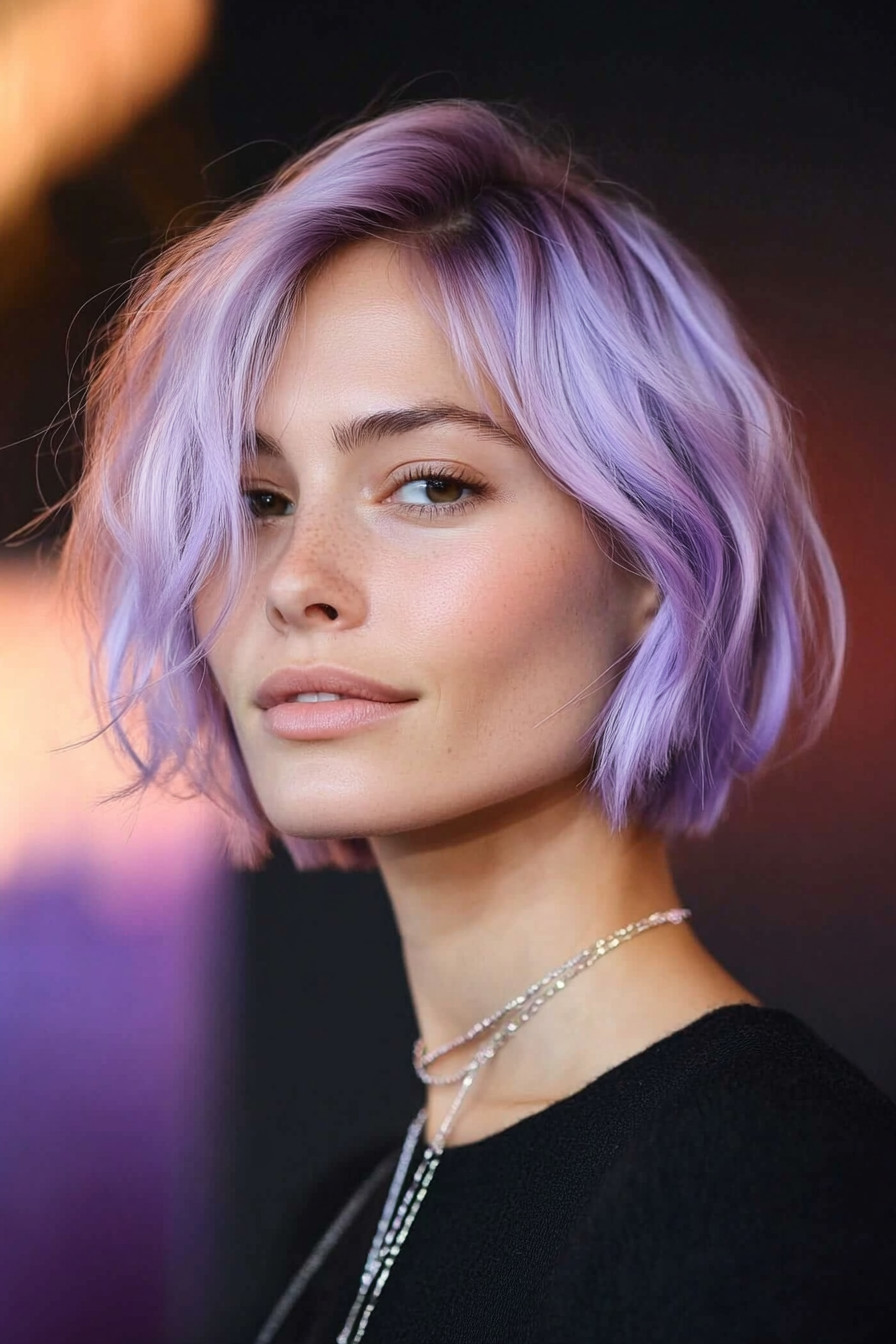 10. Short Bob with Lavender Tint (Short Hairstyles For Thin Hair) - Short Hairstyles For Thin Hair