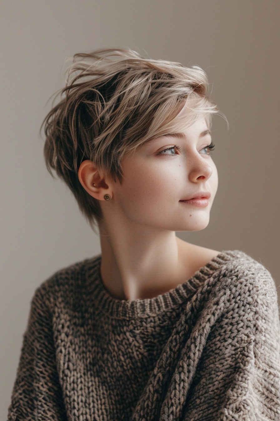 11. Messy Pixie with Long Bangs - Short Pixie Haircuts