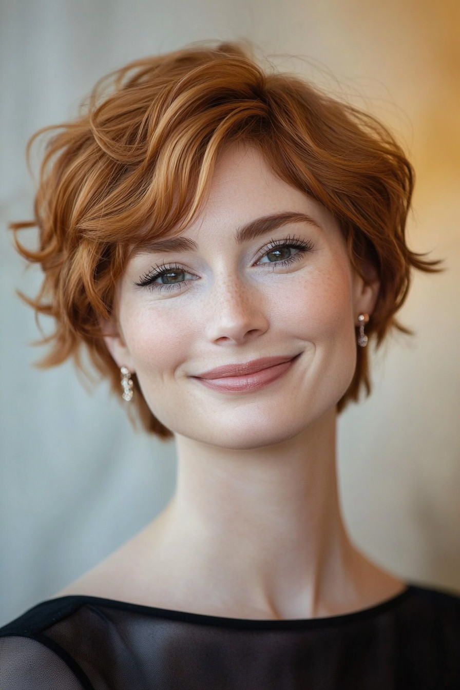 16. Short Shag with Copper Tones (Short Hairstyles For Round Faces) - Short Hairstyles For Round Faces