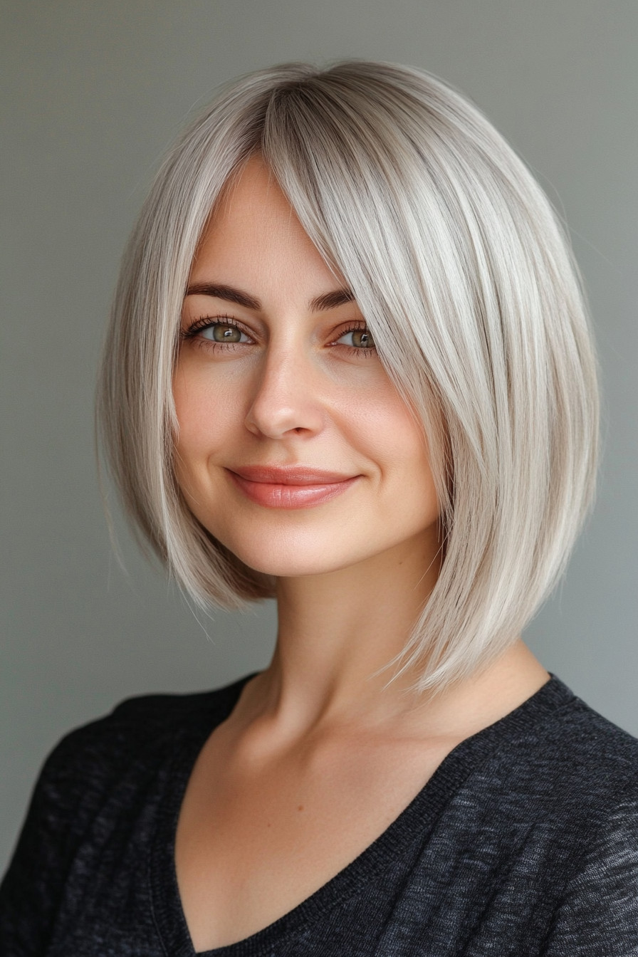 17. Bob with Side Swept Bangs in Sandy Blonde (Short Hairstyles For Thin Hair) - Short Hairstyles For Thin Hair