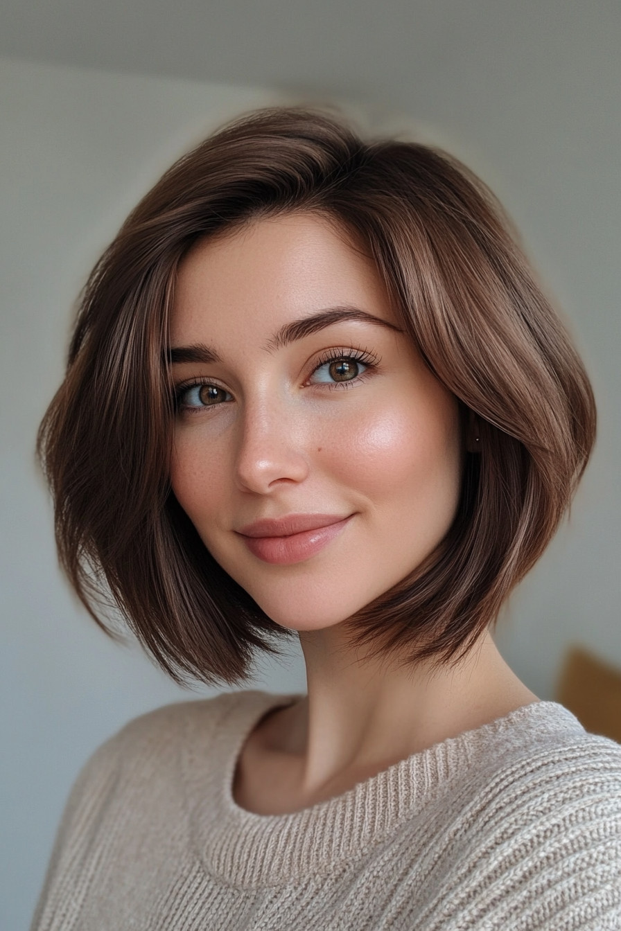 19. Layered Short Bob with Espresso Brown (Short Hairstyles For Thick Hair) - Short Hairstyles For Thick Hair