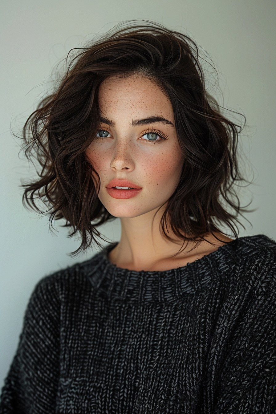 2. Voluminous Natural Bob for Round Faces - Short Curly Hairstyles For Women - Short Curly Hairstyles For Women