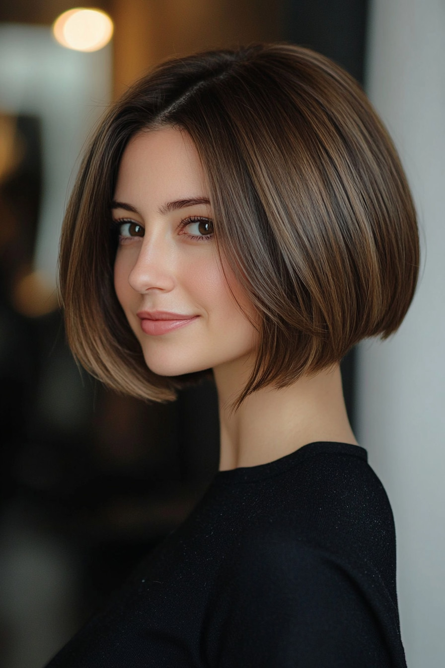 20. Classic Bob with Warm Brunette (Short Hairstyles For Thin Hair) - Short Hairstyles For Thin Hair