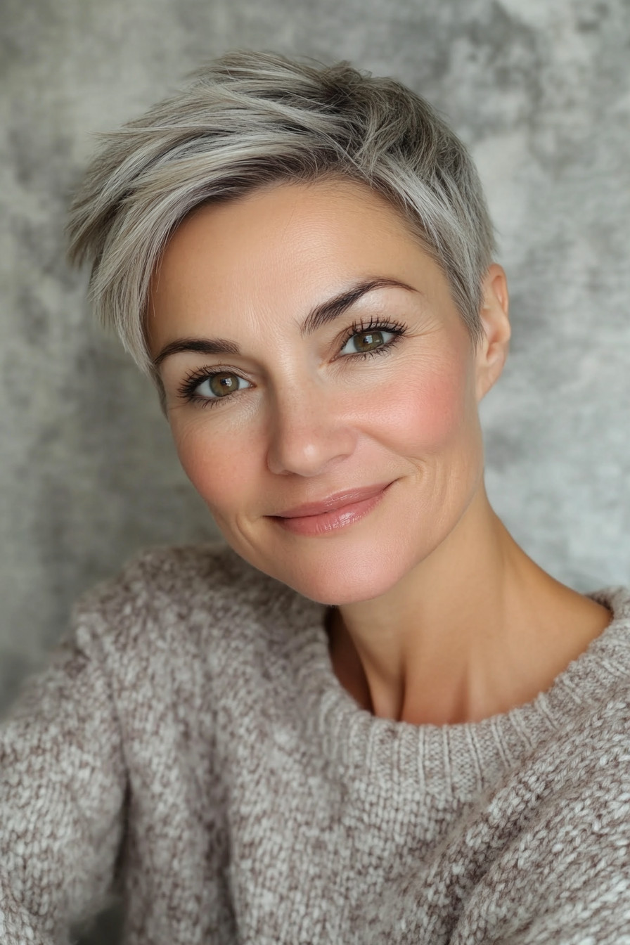 21. Gamine Pixie with Frosted Tips (Pixie Hairstyles For Women Over 40) - Pixie Hairstyles For Women Over 40