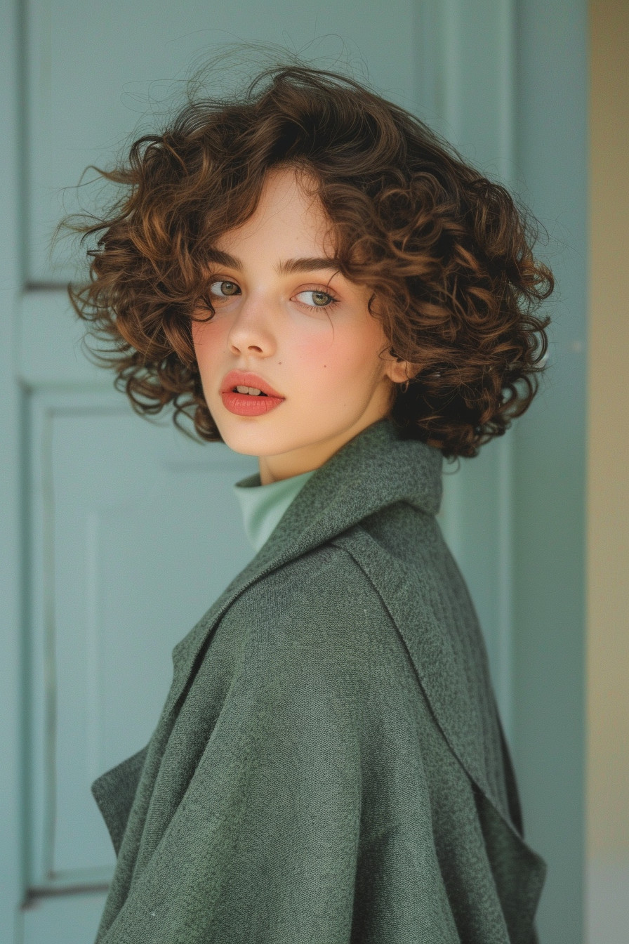 23. Curly Bob with Subtle Balayage - Short Curly Hairstyles For Women - Short Curly Hairstyles For Women