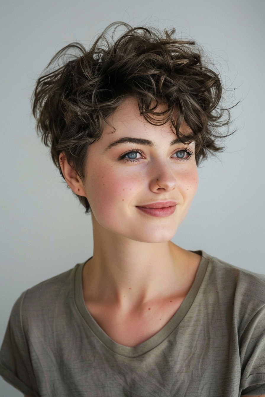 24. Feathered Pixie for Grey Curly Hair - Short Curly Hairstyles For Women - Short Curly Hairstyles For Women