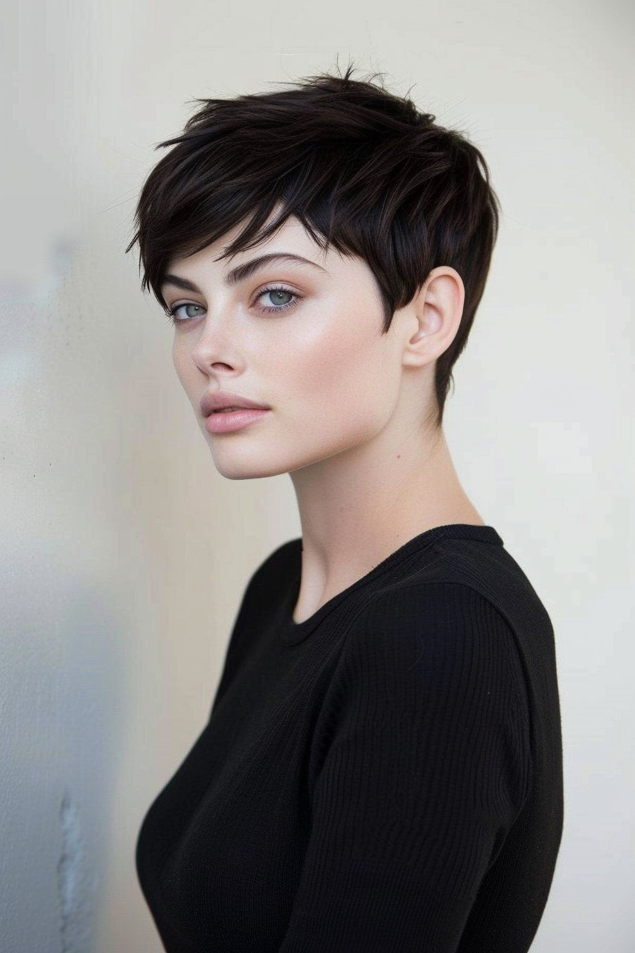 25. Pixie with Bangs for Round Faces - Short Pixie Haircuts