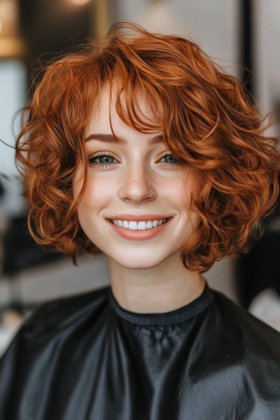 3. Curly Shag with Copper Tones (Short Hairstyles For Thick Hair) - Short Hairstyles For Thick Hair