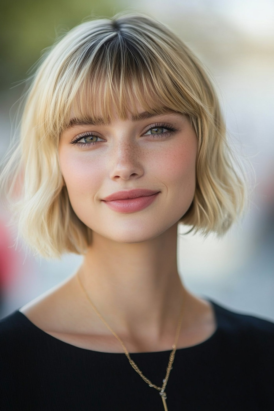 5. Blonde Bob with Bangs (Short Bob Hairstyles For Women) - Short Bob Hairstyles For Women