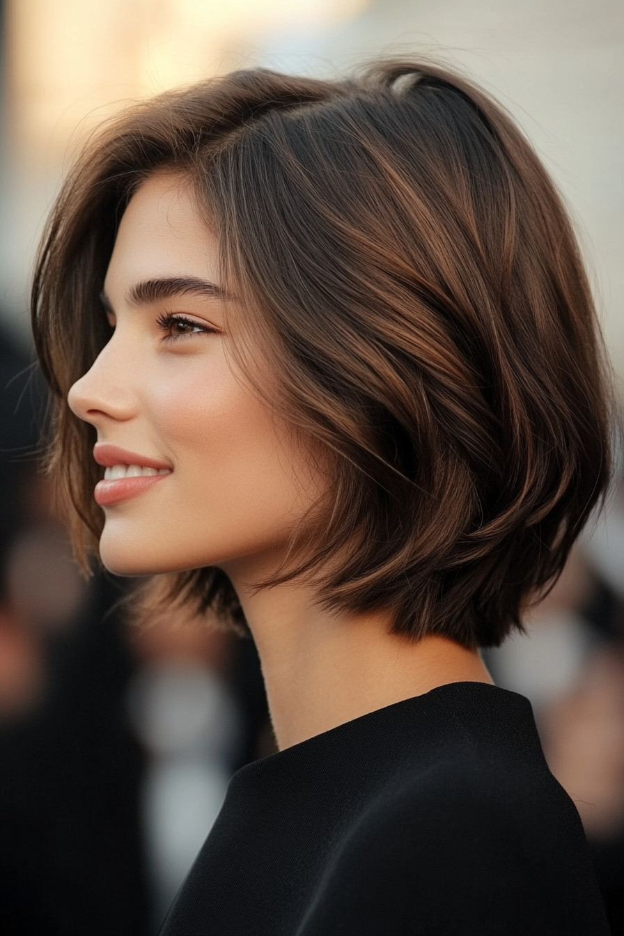 5. Layered Shoulder-Length Cut with Balayage (Short Hairstyles For Thick Hair) - Short Hairstyles For Thick Hair