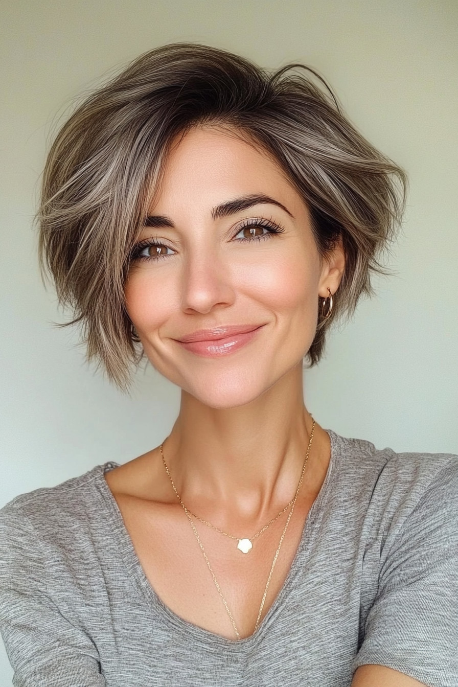 5. Long Pixie with Balayage (Pixie Hairstyles For Women Over 40) - Pixie Hairstyles For Women Over 40