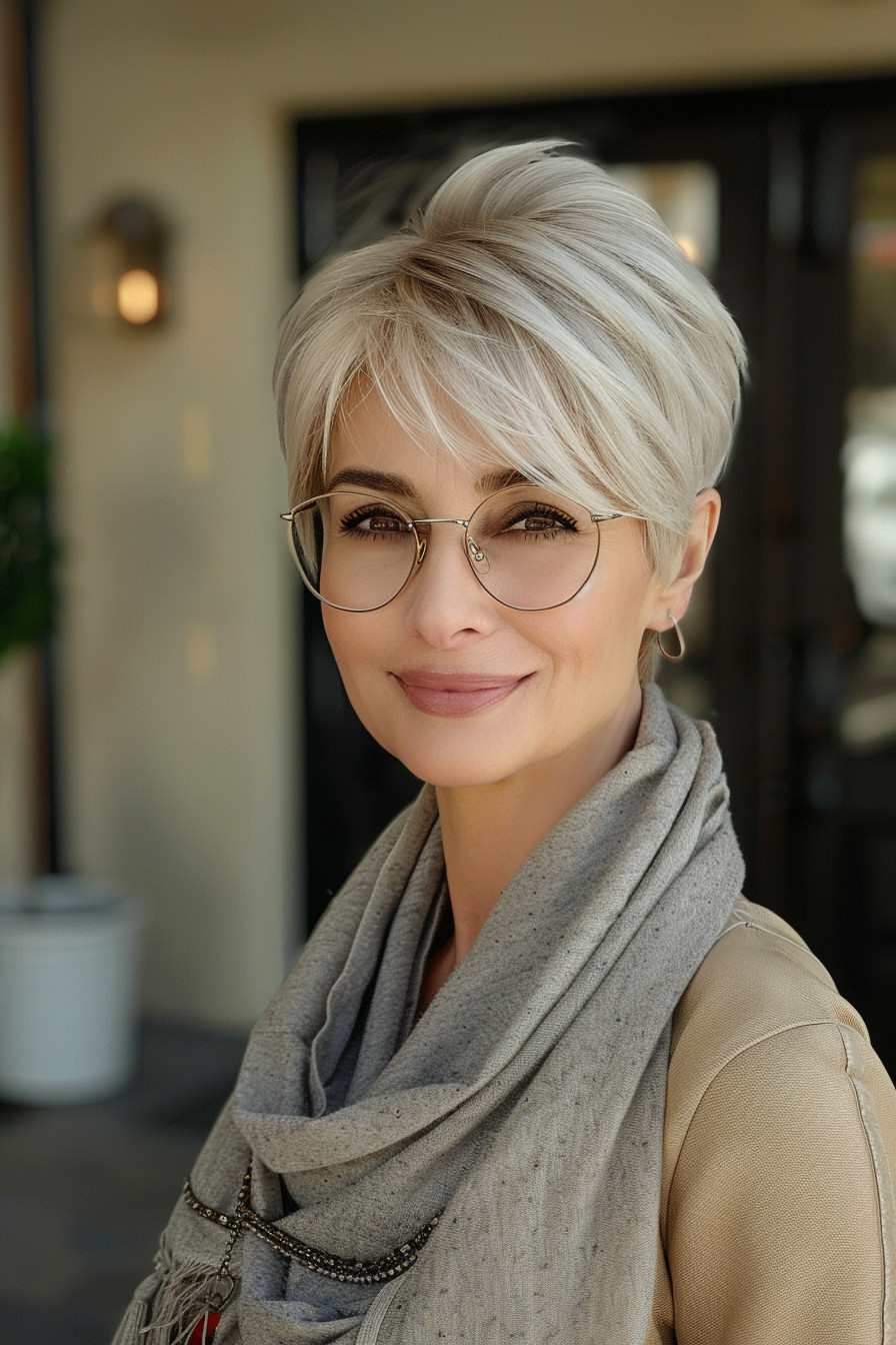 6. Layered Pixie for Older Women Over 50 - Short Pixie Haircuts