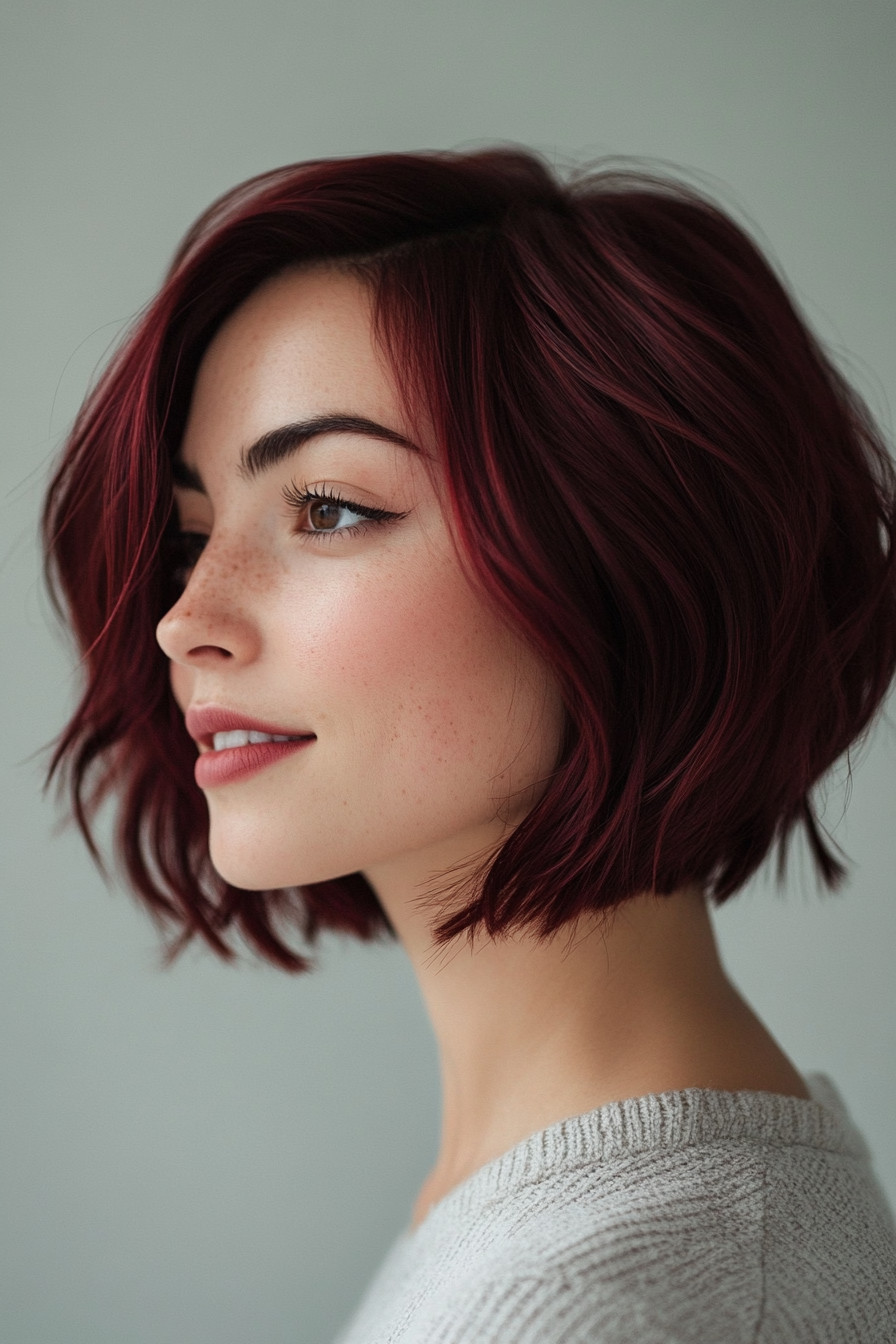 6. Short Bob with Burgundy Hues (Short Hairstyles For Thick Hair) - Short Hairstyles For Thick Hair