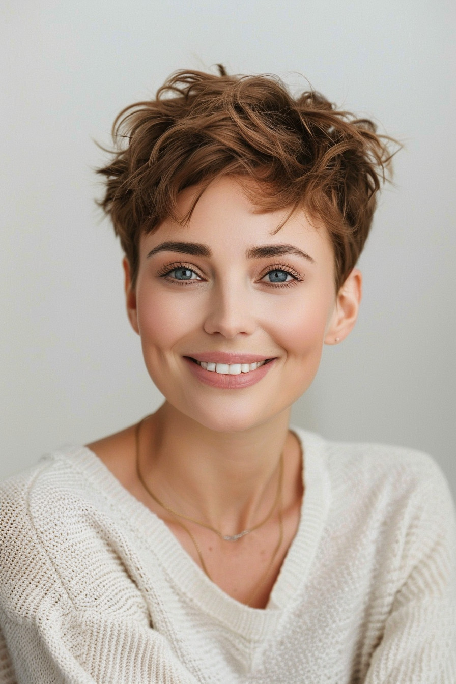 7. Wavy Pixie with Highlights - Short Pixie Haircuts