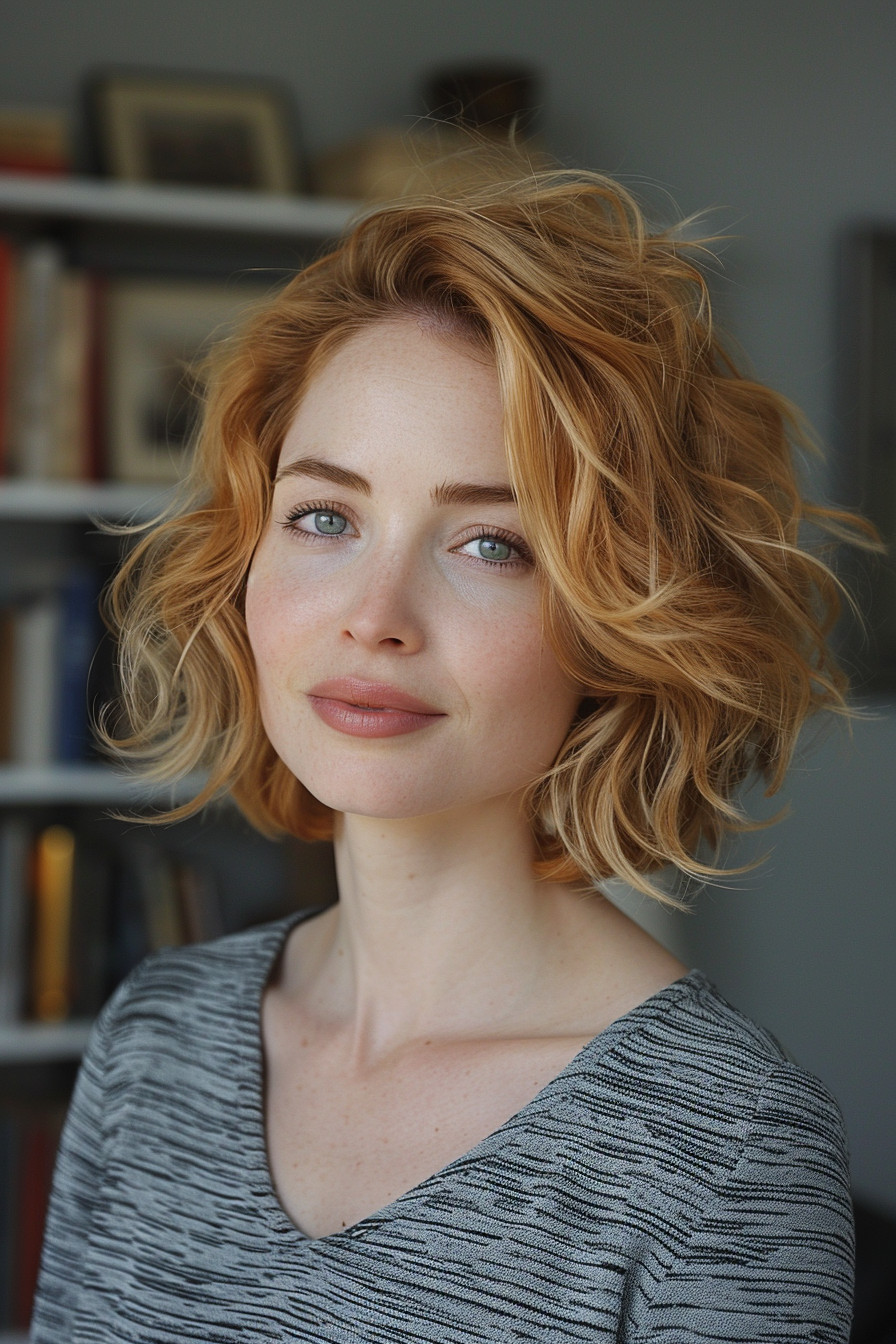 8. Curly Bob with Cool Blonde Highlights - Short Curly Hairstyles For Women - Short Curly Hairstyles For Women