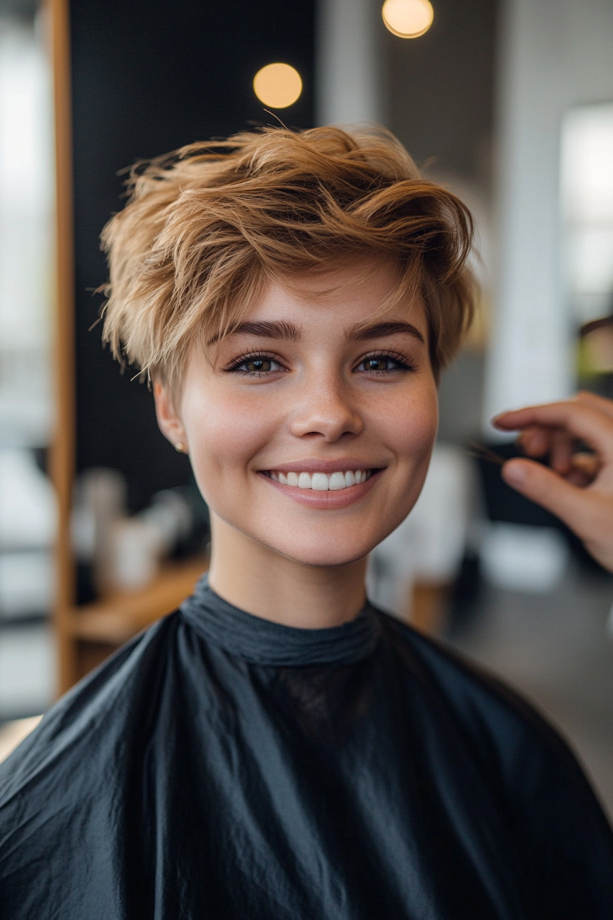 8. Frizzy Hair Pixie with Rose Gold Tips (Short Hairstyles For Thick Hair) - Short Hairstyles For Thick Hair