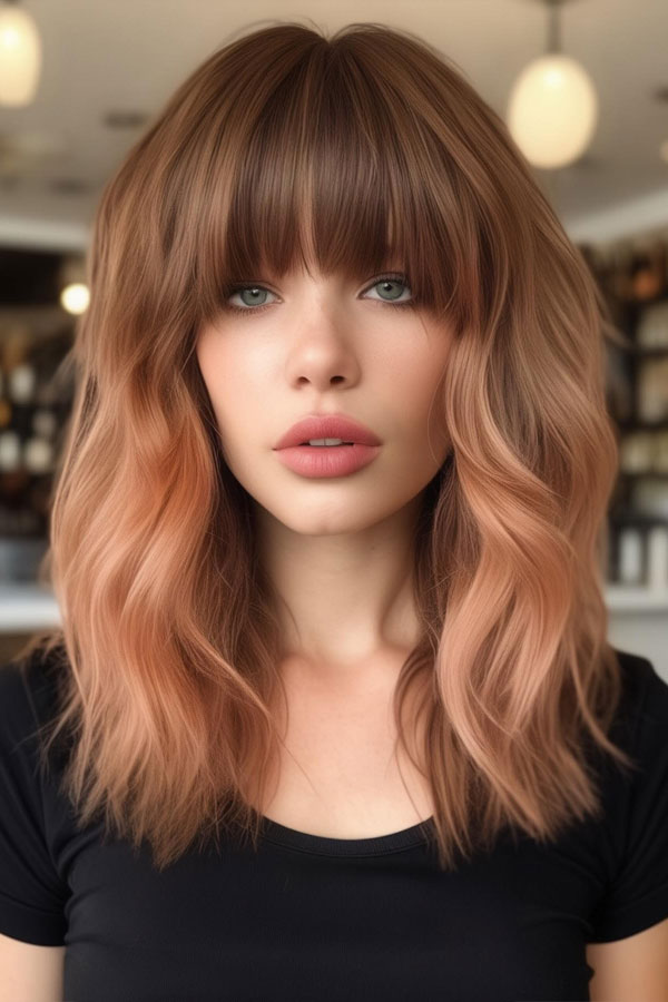 Auburn and Peach Shag, shaggy haircut, Bridgette bardot inspired haircut