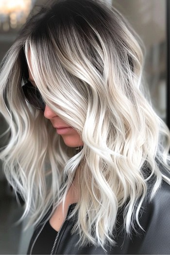 Black Hair with Platinum Highlights.