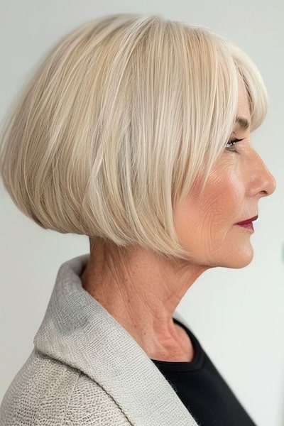 Blunt Bob Hairstyle for Women Over 50.