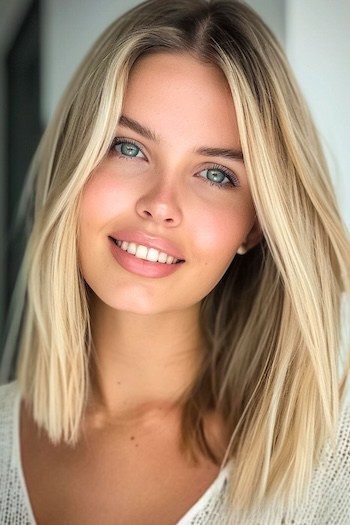 Blunt Lob Straight Hairstyle.