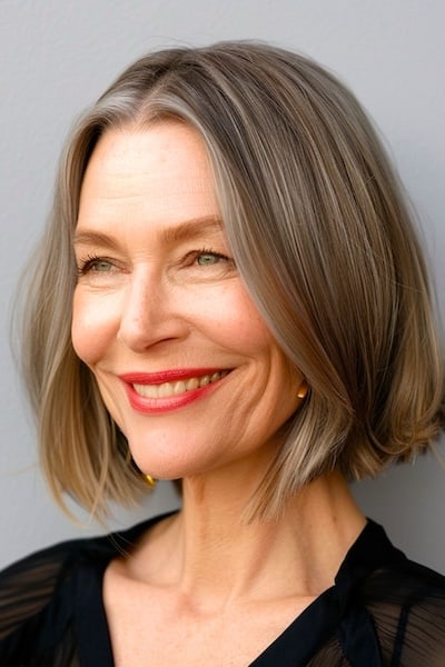 Chin-Length Bob Hairstyle for Women Over 50.