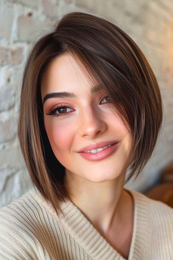 Chin-Length Bob Straight Hairstyle.