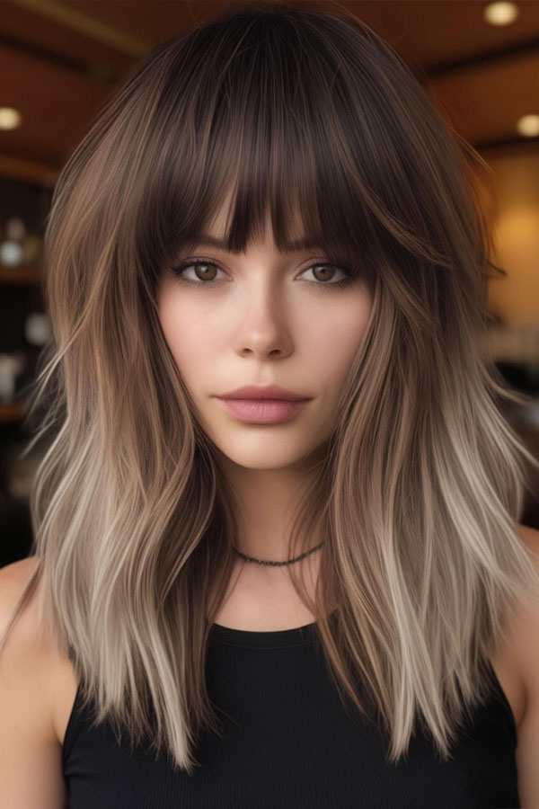 Cool Ash Ombre Shag, layered shag haircut, shaggy haircut