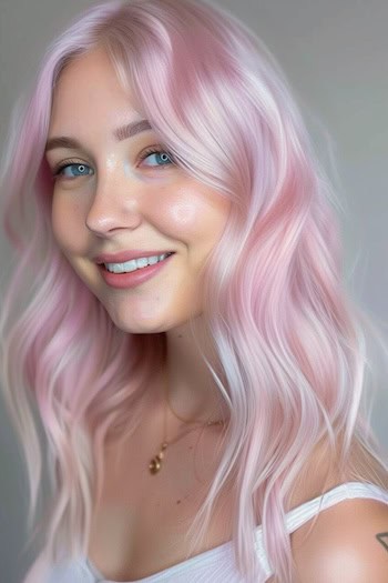 Cool-Toned Pink Waves Pink Hair Color Idea.