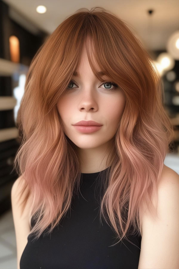 Copper and Rose Gold Shag, shaggy haircut, Bridgette bardot inspired haircut