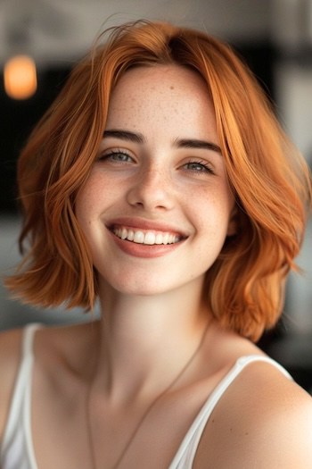 Copper Layered Bob Short Layered Haircut.