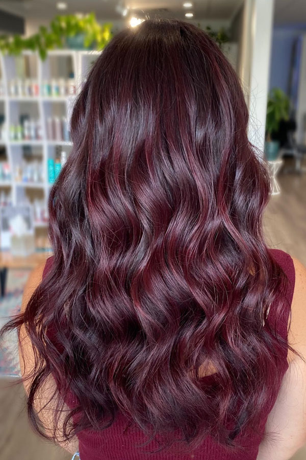 Cranberry Burgundy, burgundy hair colour idea