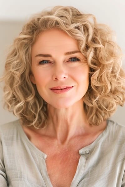 Curly Bob Hairstyle for Women Over 50.