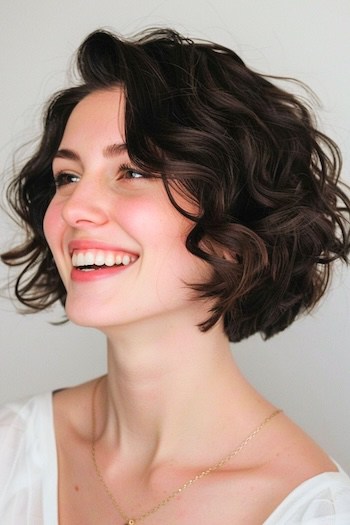 Curly Bob Short Curly Hairstyle.