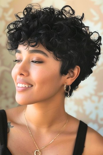 Curly Bowl Cut Short Curly Hairstyle.