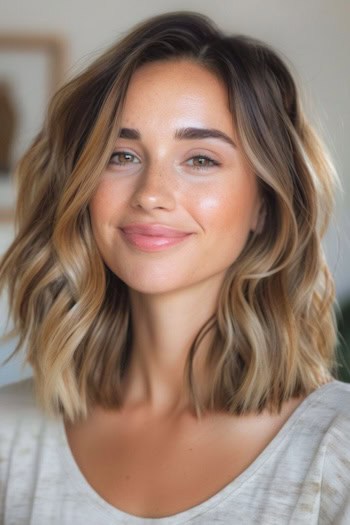 Dark Brown with Beige Blonde Balayage Hair Color Idea.