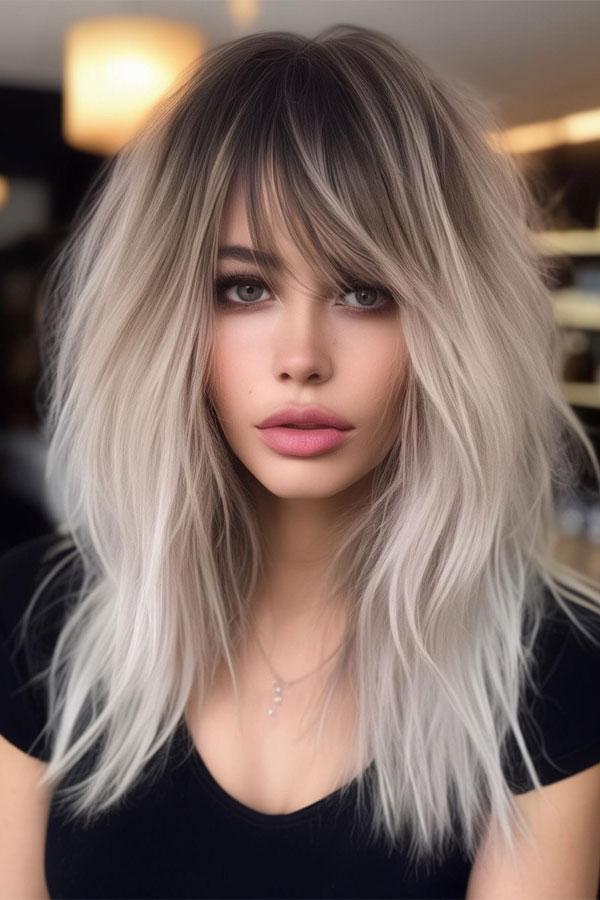 Dark Rooted Platinum Shag, shaggy haircut, Bridgette bardot inspired haircut