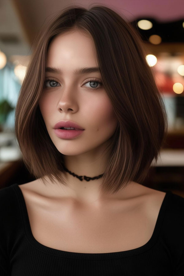 deep middle part long bob haircut