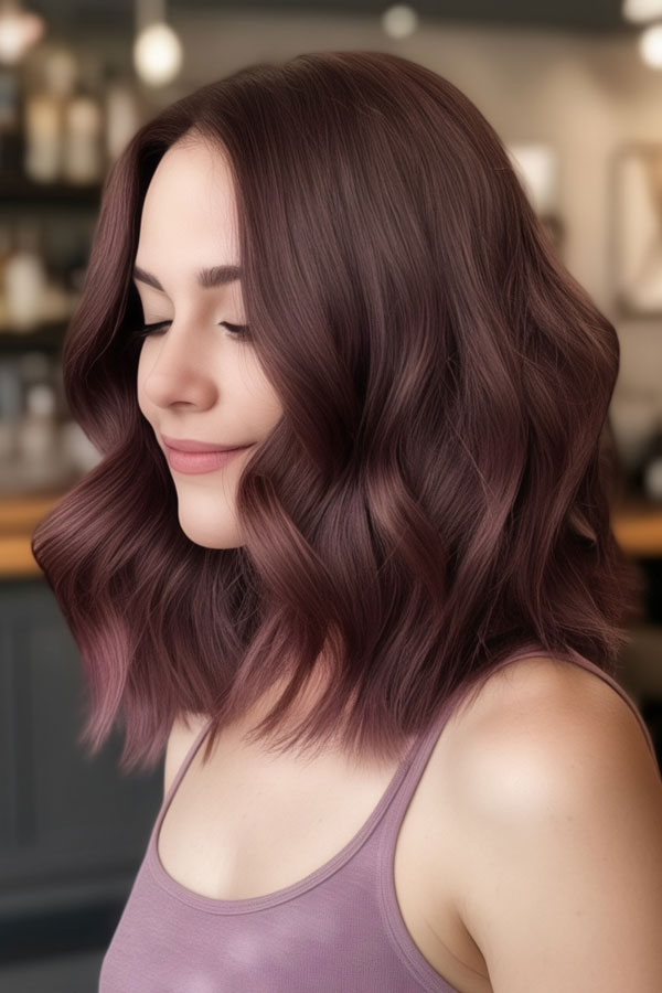 Dusty Rose Plum hair colour, fall hair color idea