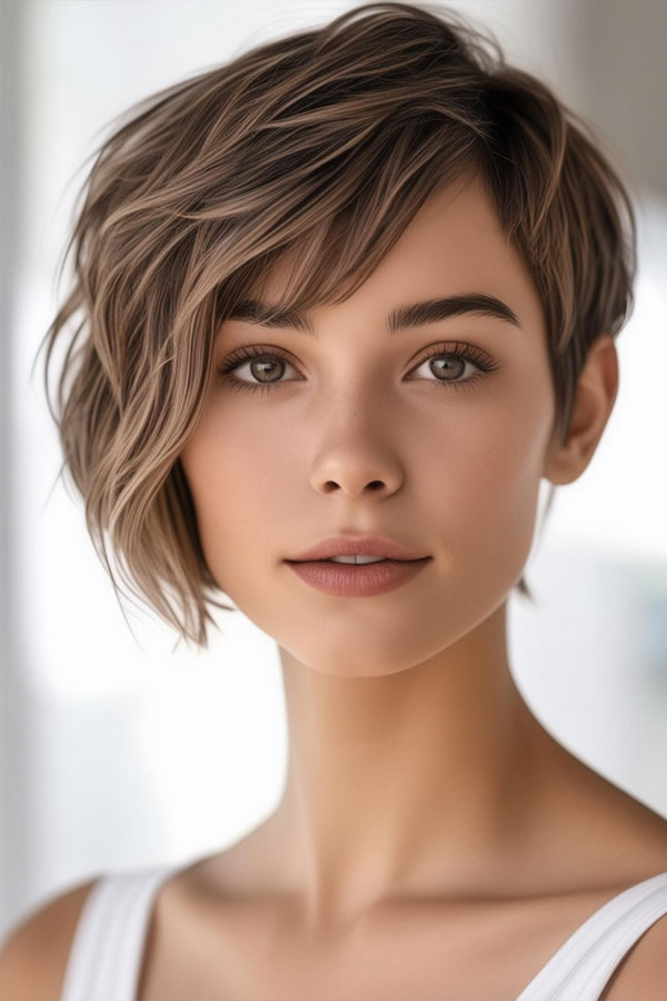 Edgy Asymmetrical Bob, short textured haircut