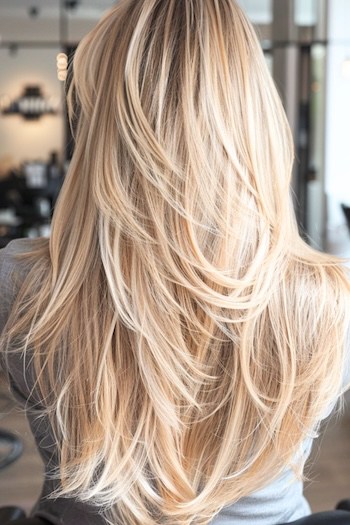 Feathered Long Layers Straight Hairstyle.