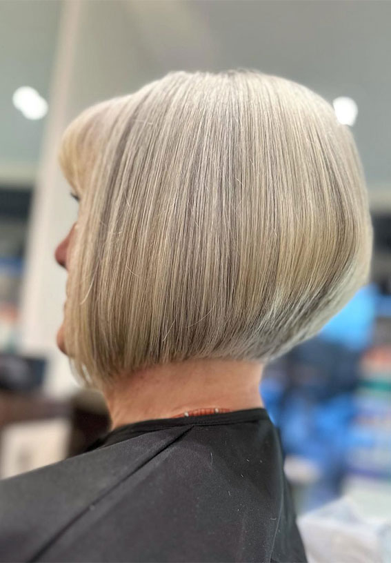 graduated bob with fringe for women over 50, Soft Graduated Bob with Fringe