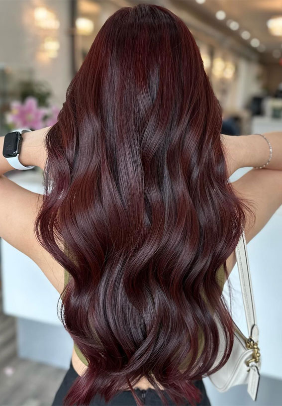 hair color for brunette, brunette hair color ideas, dark cherry hair, black cherry hair