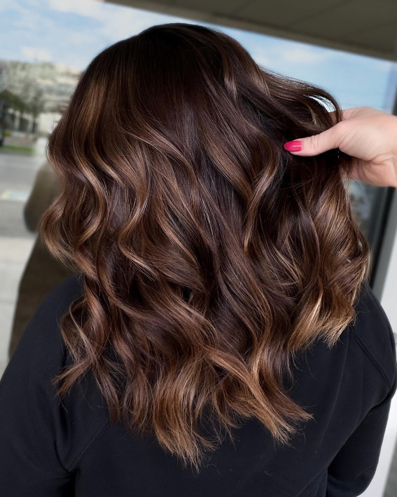 Hair Colour Ideas for Brunettes, brown hair, caramel highlights