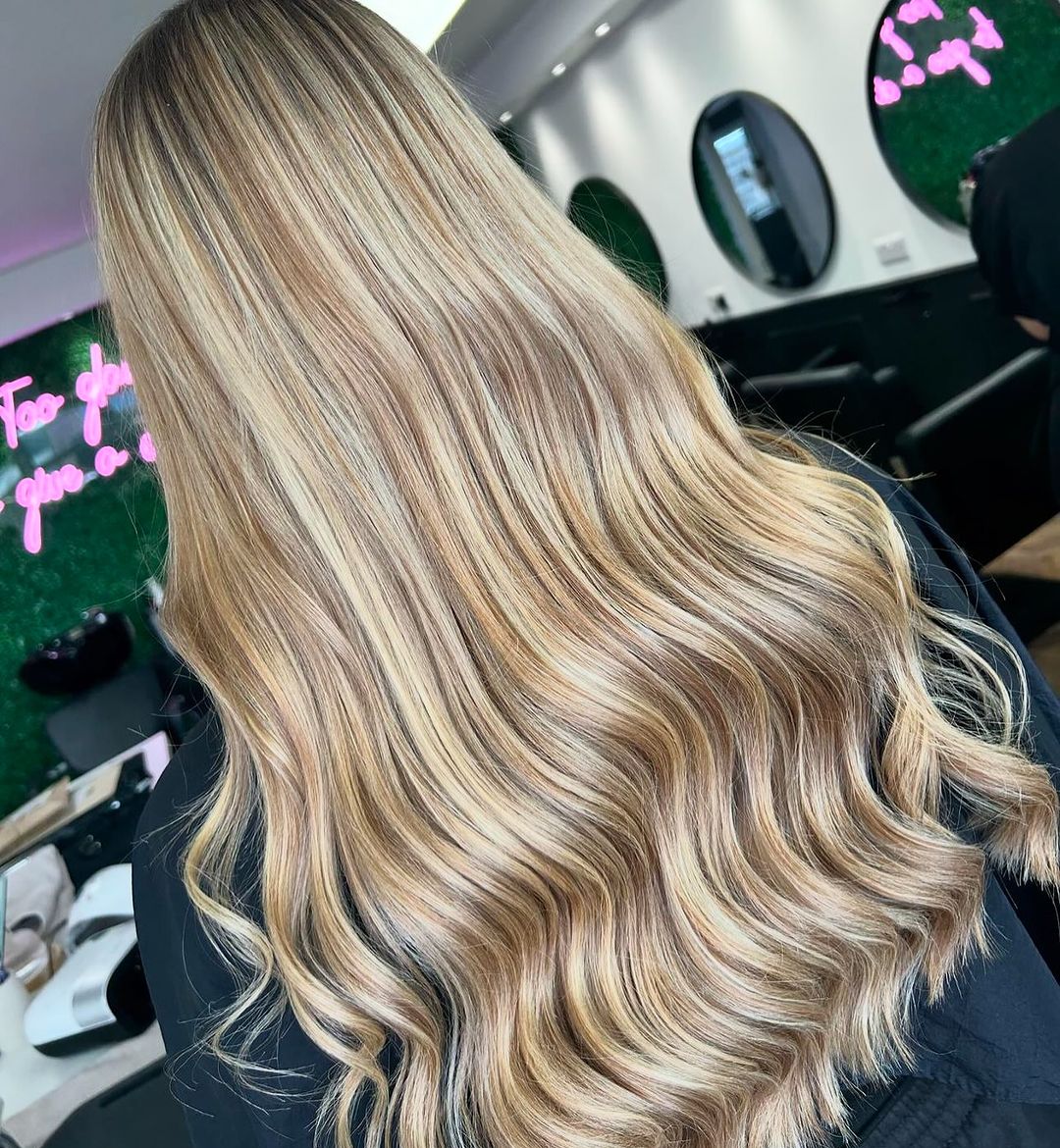 honey blonde with brunette copper lowlights