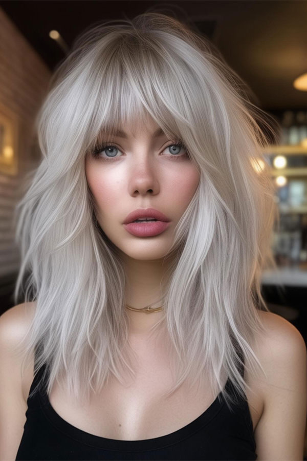 icy silver shag, shaggy haircut, Bridgette bardot inspired haircut