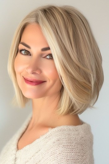 Layered Bob Straight Hairstyle.