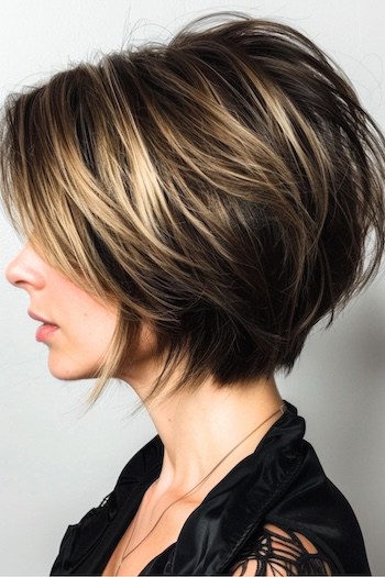 Layered Rounded Bob Short Layered Haircut.