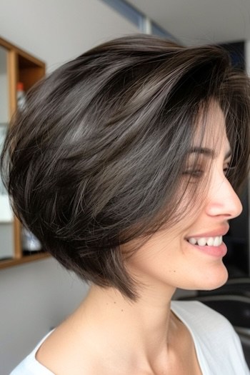 Layered Rounded Bob Short Layered Haircut.